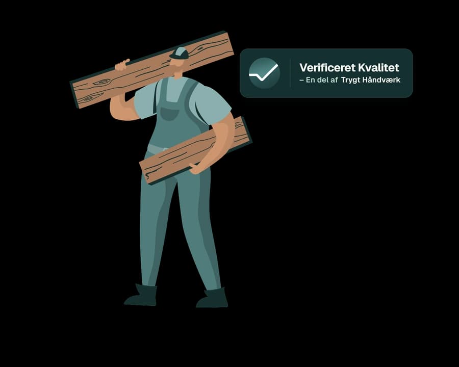 Tømrer med Trygt Håndværks kvalitetsstempel